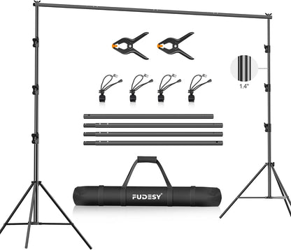 FUDESY Foto Video Studio 3 x 3M/10 x 10Ft Heavy Duty Verstelbare Achtergrond Stand,Achtergrond Ondersteuning Systeem voor Fotografie met Draagtas,Twee Stuks Veerklemmen