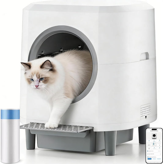 Automatische Kattenbak – Zelfreinigende Kattenbak – Elektrische Kattenbak – XXL Kattenbak – App Besturing – Extra Grote Capaciteit 80L – Veiligheidssensoren Met Gewichtsmonitoring