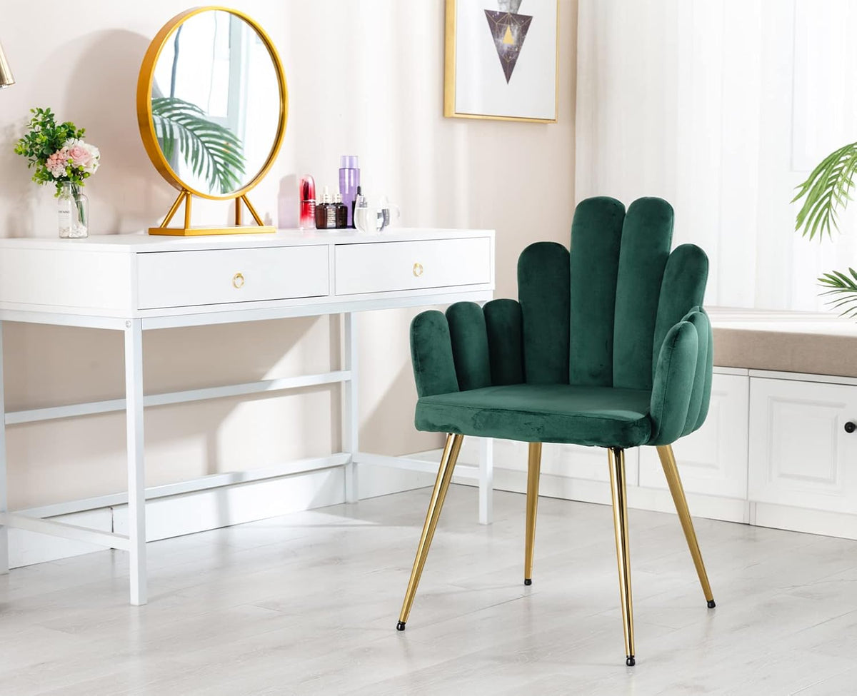 chairus Set of 2 Velvet Dining Chairs Kitchen Upholstered Seat Recliner Bedroom Living Room Accent Chair with Metal Legs (Green) - QUORE