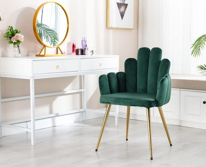 chairus Set of 2 Velvet Dining Chairs Kitchen Upholstered Seat Recliner Bedroom Living Room Accent Chair with Metal Legs (Green) - QUORE