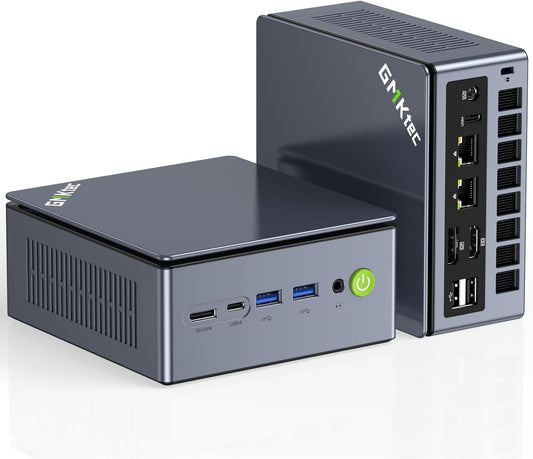 GMKtec Mini PC Gaming, M7 Ultra Ryzen 7 PRO 6850U 32GB DDR5 RAM + 1TB Hard Drive PCle SSD Oculink Dual NIC LAN 2.5G Desktop Computer, Dual USB4, HDMI 2.1, USB-C