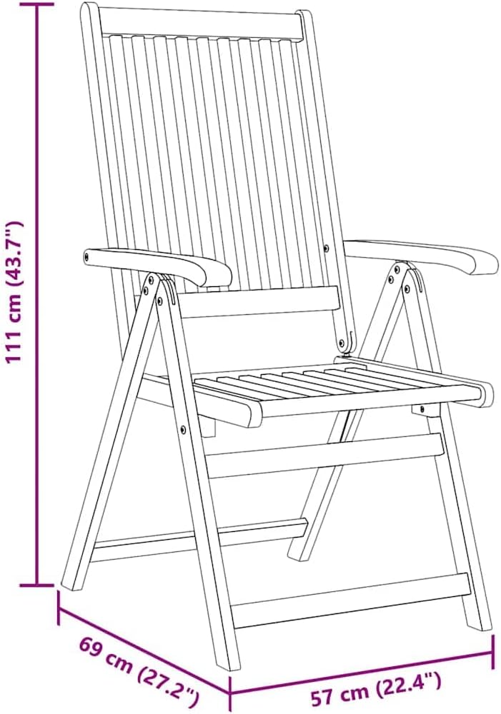Tuinstoelen – Tuinstoel – Tuinstoel – Buitenstoel – Klapstoel – Acaciahout – 5 Verstelbare Standen – Inklapbaar Design
