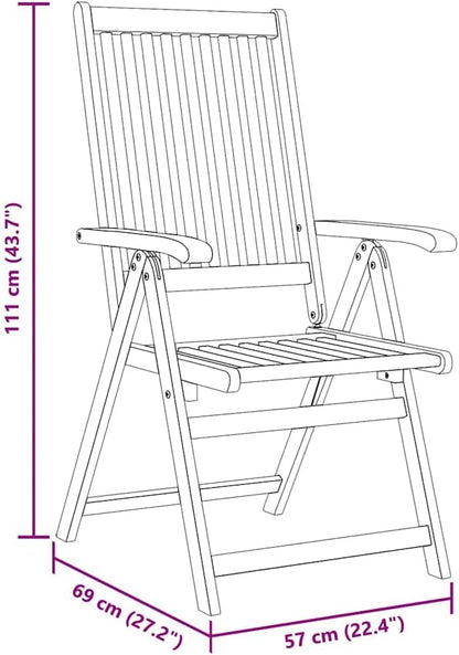 Tuinstoelen – Tuinstoel – Tuinstoel – Buitenstoel – Klapstoel – Acaciahout – 5 Verstelbare Standen – Inklapbaar Design