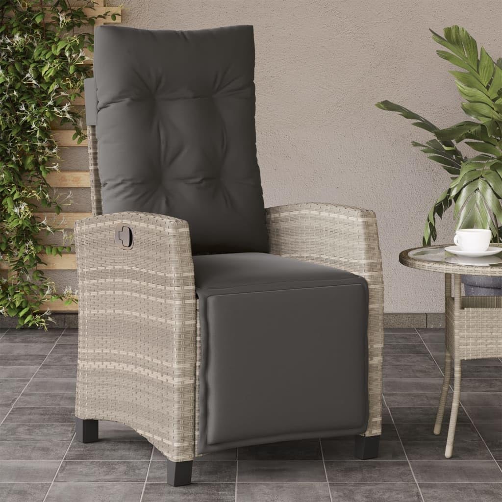 Gecheer Garden Chair Footrest Light Grey Poly Rattan Garden Chair Outdoor Rattan Chair Garden Chair Garden Chair Rattan Chair - QUORE