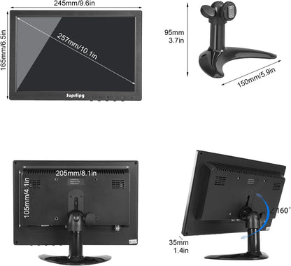 10 inch FHD kleine IPS Monitor LCD Scherm 1920x1200 60Hz 16:10 met BNC VGA AV Ingang Ingebouwde Lounspeakers voor CCTV Beveiligingscamera DVR PC STB Game Console
