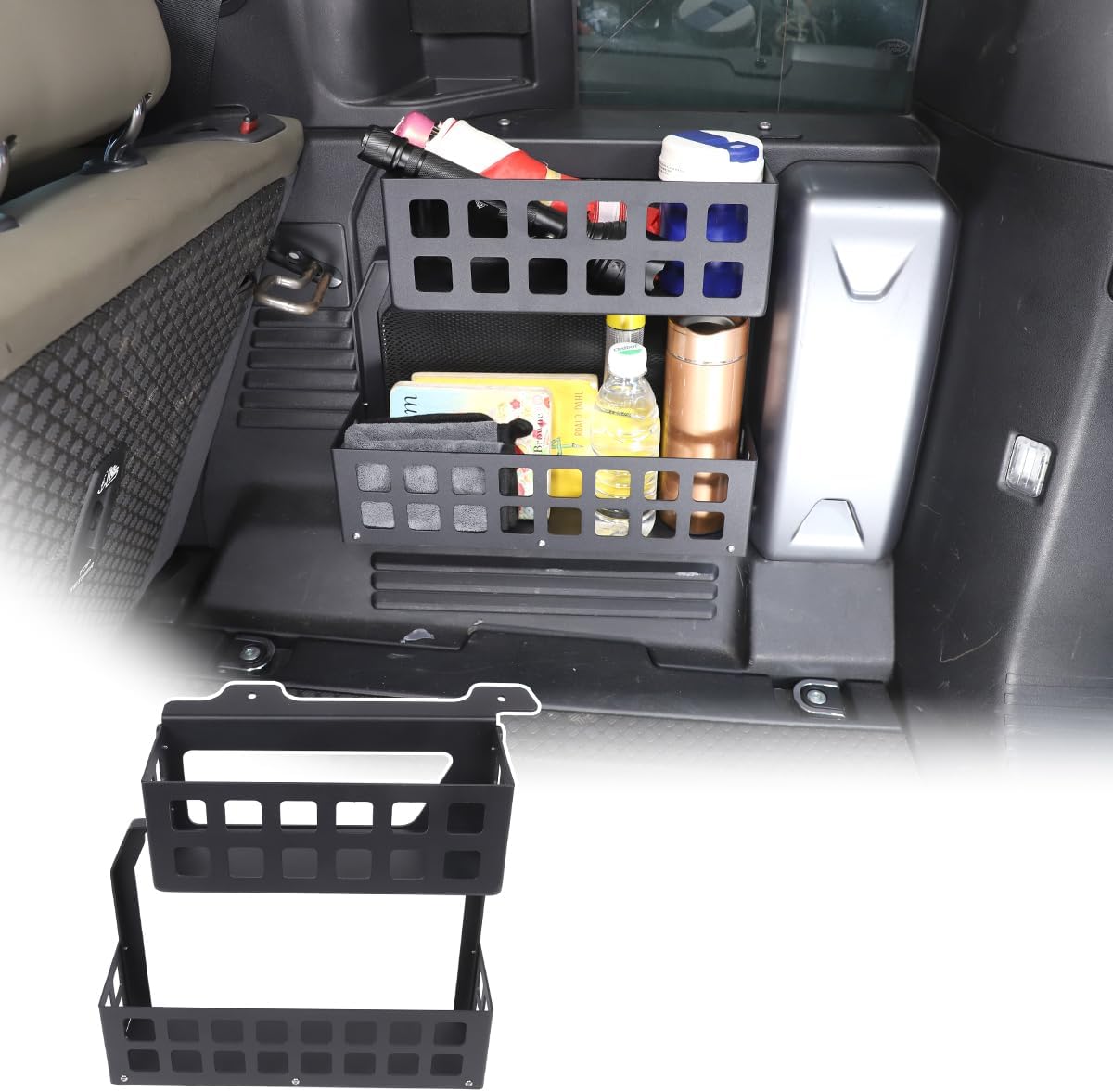 Car Trunk Opbergmand Organizer & Side Cargo Rack Organizer Modulair Compatibel met Defender 110 2020-2024 Auto Achterdeur Opvouwbare Tafel Achterklep Tafel (Opbergmand Organizer-A)