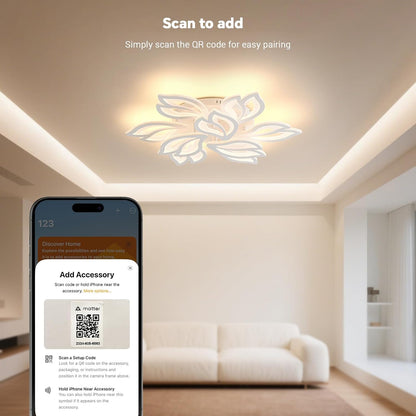 Plafondlamp met afstandsbediening, dimbare woonkamerlamp met Matter compatibel met HomeKit, Alexa, Google en IFTTT, 120W moderne LED-plafondlamp voor slaapkamer en woonkamer (Ø84cm, wit)