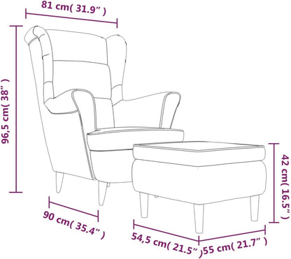 Tidyard Recliner Chair High Back Chair with Footrest Velvet Wooden Legs Armchair for Bedroom TV Chair Living Room Velvet Chair with Footrest
