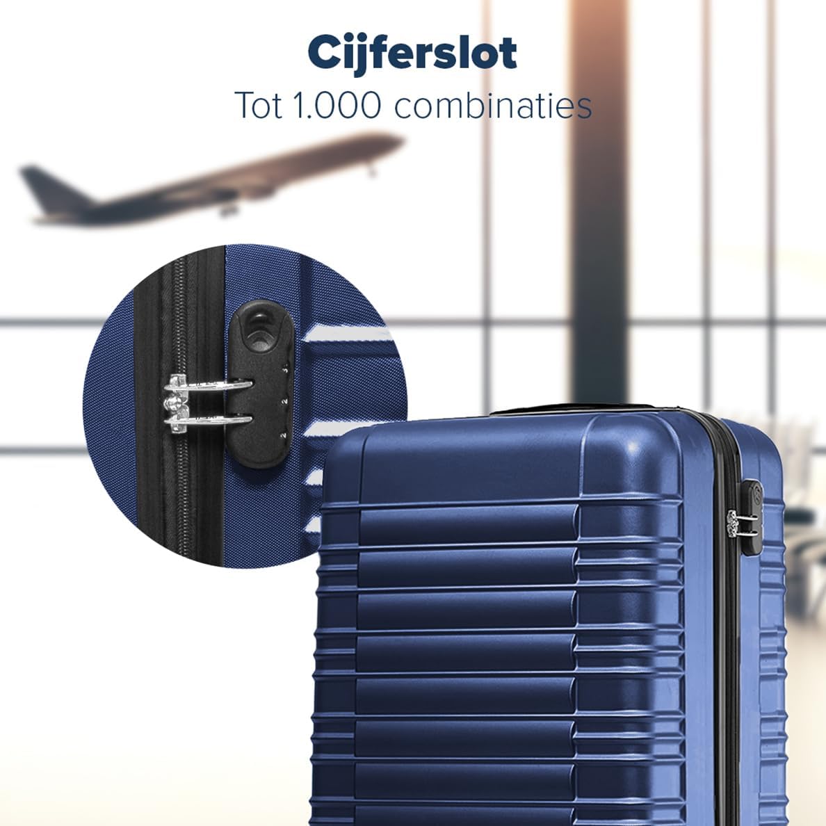TRVLMORE Kofferset - 3 Delig - 38L Handbagage + 110L Ruimbagage - Lichtgewicht - Trolley - Reiskoffer Set - Donkerblauw