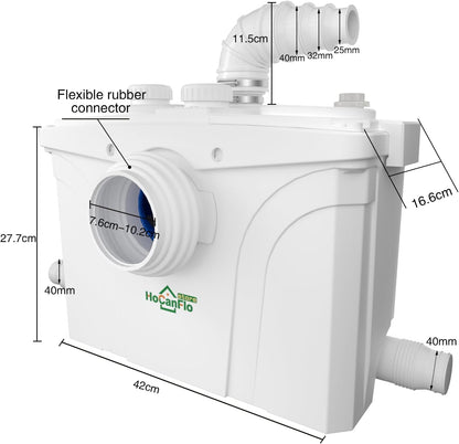 700W Afvalwaterpompen vuilwatersysteem Huishoudelijk Opvoerstation Hefsysteem Afvalwaterpomp met Roestvrijstalen Schoepen en Actieve voor Douche Keuken Wastafel Debiet tot 200L/min