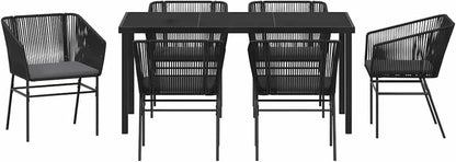 Gecheer Set van 4 zwarte PE-rotan standaard duurzame tuinstoelen, tuinstoelen, tuinmeubelset, tuinstoelen voor tuinen, binnenplaatsen, balkons, restaurants, 3380922 - QUORE