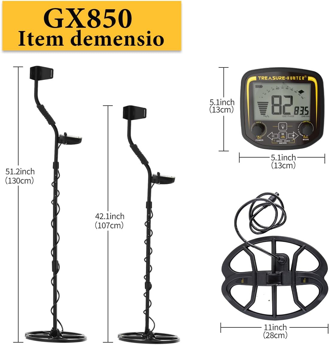 Metaaldetector voor volwassenen – Ondergrondse Metaaldetector – Gouddetector – Metaalzoeker – Grondmetaaldetector – Waterdichte 27,9 cm DD-zoekspoel – LCD-scherm en 2 zoekmodi