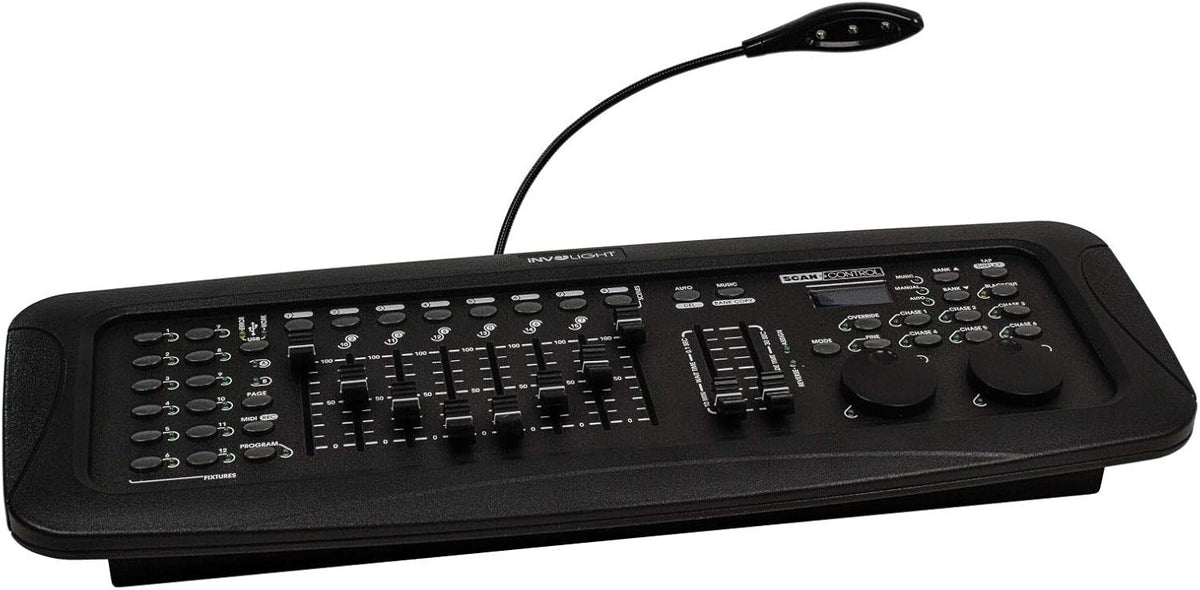 Involight ScanControl DMX-512 controller, 12 apparaten met elk tot 16 DMX-kanalen bestuurbaar, jogwheels, USB