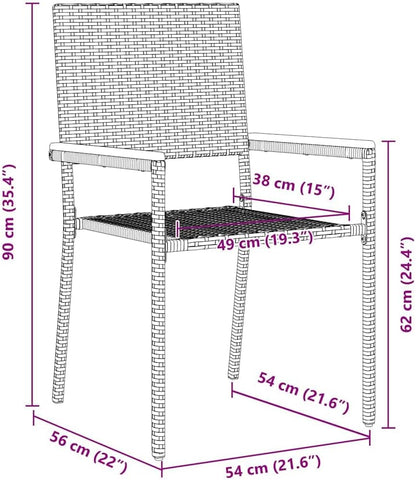 vidaXL Garden chairs 4 pcs Grey, Brown PE reed, Solid acacia wood - QUORE