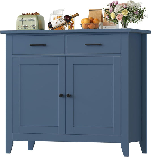 Keukenkastje – Buffetkast – Sideboard – Opbergkast – Dressoir – Landelijk Design – 2 Lades En 2 Deuren – Robuust Massief Hout