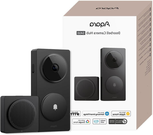 Aqara 2K Smart Video Doorbell G410 with Chime, HomeKit Secure Video Doorbell, Built-in Matter Hub, Wireless/Wired, Compatible with Apple Home, Alexa, Google, Home Assistant, 2.4G/5GHz WiFi, Black - QUORE