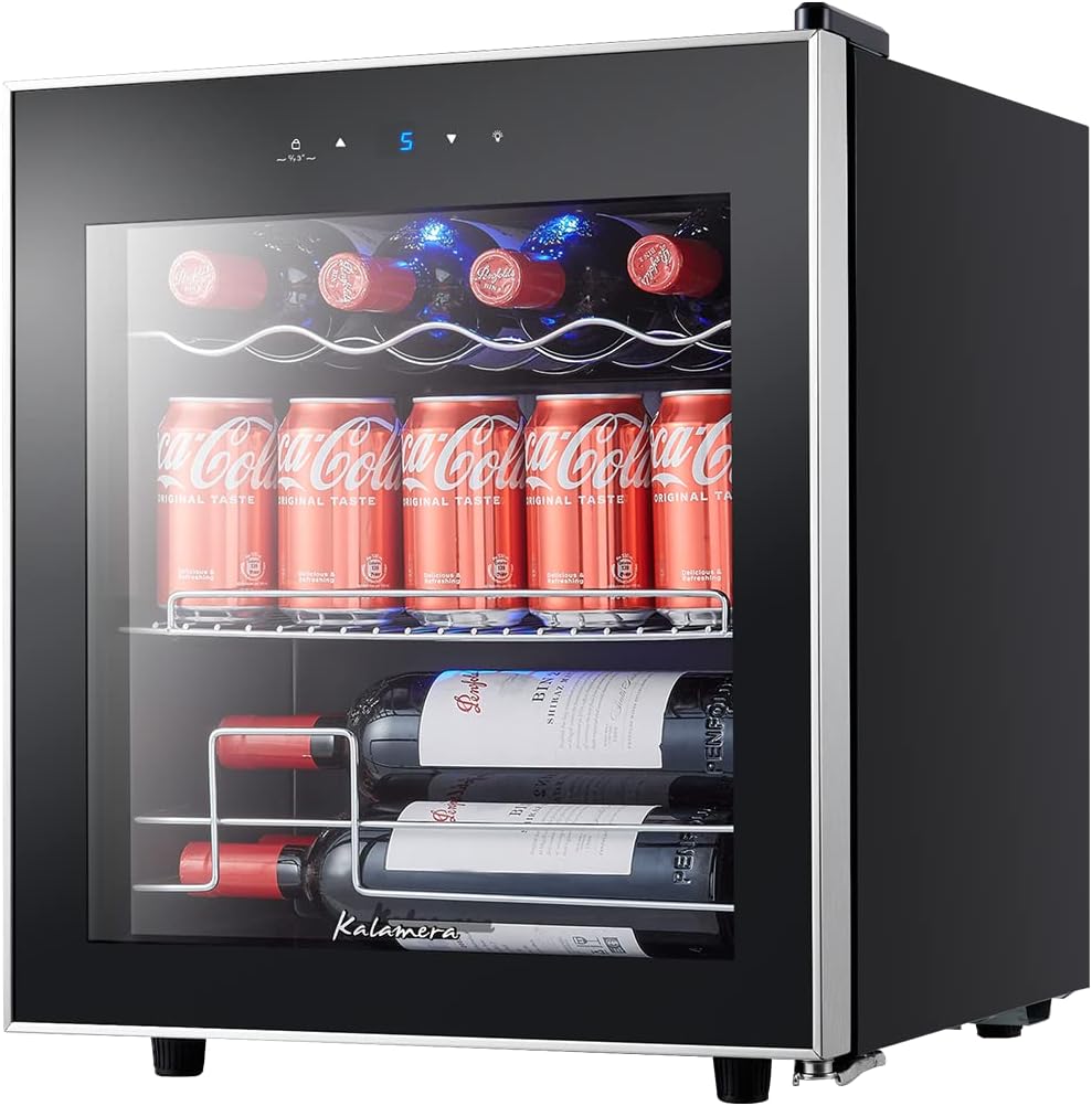 Mini-koelkast – Drankkoelkast – Compacte Koelkast – Flessenkoelkast – Koelbox – Touchbediening – Instelbare Temperatuur 5-18 °C – Glazen Deur Roestvrij Staal 40 Liter