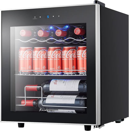 Mini-koelkast – Drankkoelkast – Compacte Koelkast – Flessenkoelkast – Koelbox – Touchbediening – Instelbare Temperatuur 5-18 °C – Glazen Deur Roestvrij Staal 40 Liter