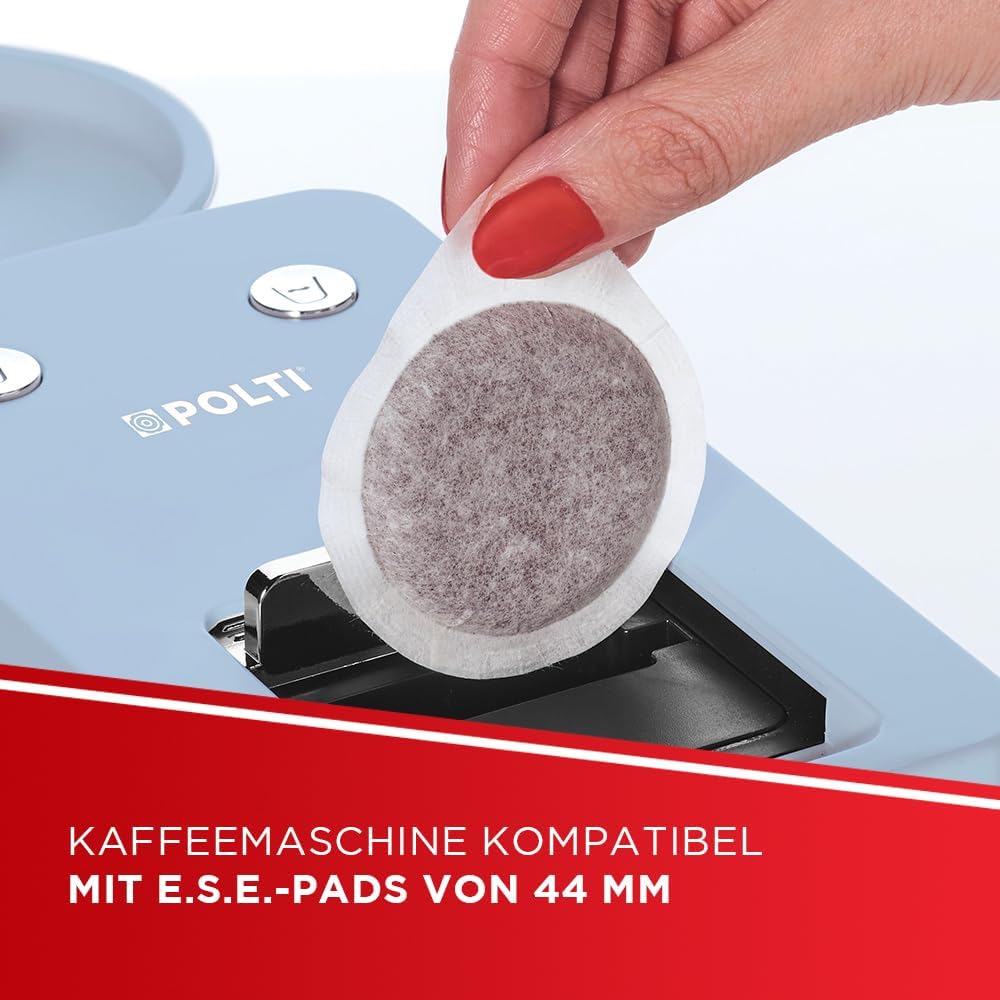 Polti Coffea S15LB Espressomachine compatibel met E.S.E-pads, 44 mm, tank 0,85 l, pompdruk 19 bar, kleur lichtblauw