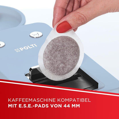 Polti Coffea S15LB Espressomachine compatibel met E.S.E-pads, 44 mm, tank 0,85 l, pompdruk 19 bar, kleur lichtblauw