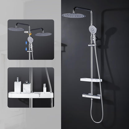 Douchesysteem met Thermostaat – Douchekraan – Regendouche – Handdouche – Douche Set – Roestvrij Staal – 30 cm Regendouche – 3 Spray Instellingen – Verstelbare Hoogte