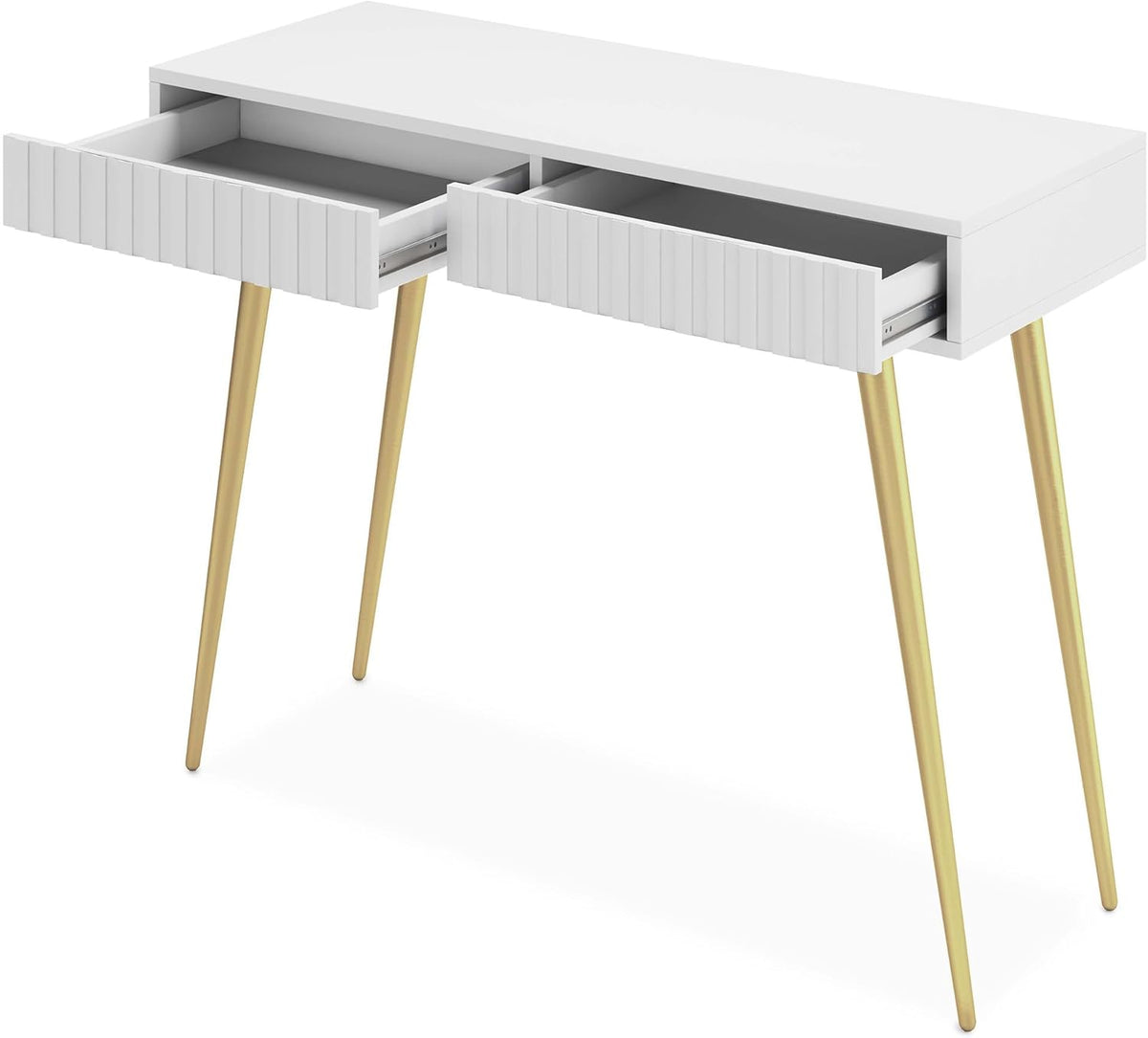 Selsey Make-uptafel make-uptafel kaptafel cosmeticatafel 104 cm met 2 laden Bello wit gouden poten