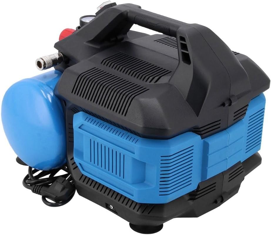 Stille Olievrije Compressor – Luchtcompressor – Zuigercompressor – Mini Compressor – Persluchtcompressor – Compact 6 Liter – 8 Bar Maximale Druk