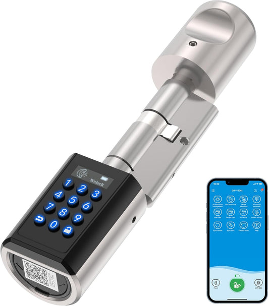 WELOCK Keyless Entry Deurslot, Elektronisch Combinatieslot,APP Besturing,Bluetooth Code-slot, Verstelbaar Deurslot IP65,geschikt voor deurdikte 50-100 mm, voor Appartementen, Kantoren, Hotels