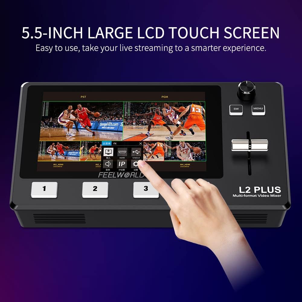 Multicamera Videoswitcher – Videomixer – Videoswitcher – Live Switcher – Videoschakelaar – 4 x HDMI Ingangen – 5,5 Inch LCD Touchscreen met PTZ Bediening en Chroma Key