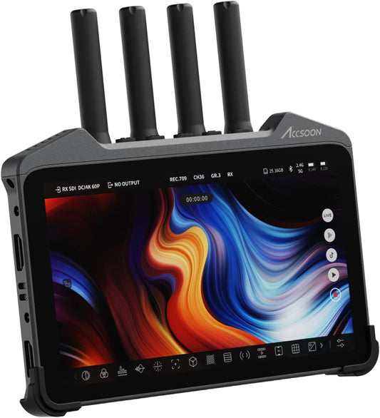 Accsoon Cineview M7 Pro 4K60 7-inch touchscreen-cameramonitor – draadloze veldmonitor met HDMI -SDI-in-/uitgang, dual-band-overdracht, 1000 nit, live stream, LUT-box