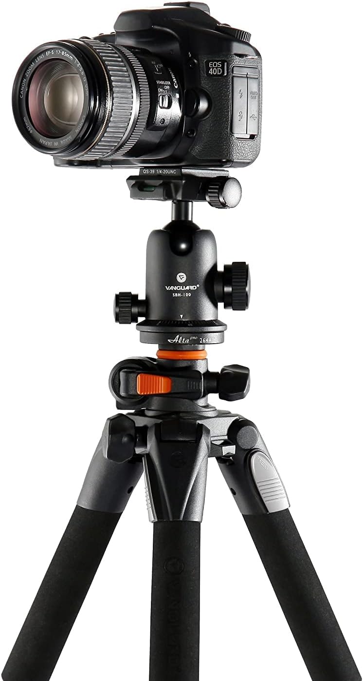 Vanguard Alta Pro 263AB 100 statief (aluminium, 2 laden, belastbaarheid tot 7 kg), Met kogelkop SBH-100, zwart, oranje, Max. Höhe: 173 cm