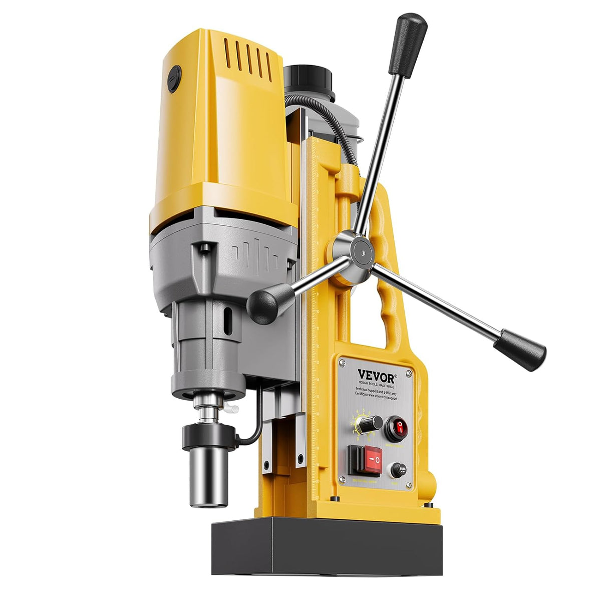VEVOR Magnetic Drill Motor 1400 W Electric Column Drill 13000 N Drill Diameter 50 mm Variable Speed 0 to 750 rpm Drill for Metal Surfaces
