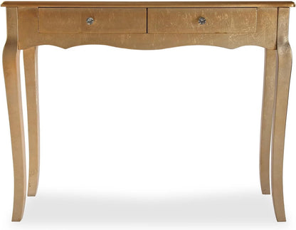 Versa Vivienne entreemeubel, smal, voor hal, consoletafel, met 2 laden, afmetingen (H x B x D) 80 x 35 x 105 cm, hout, goudkleurig