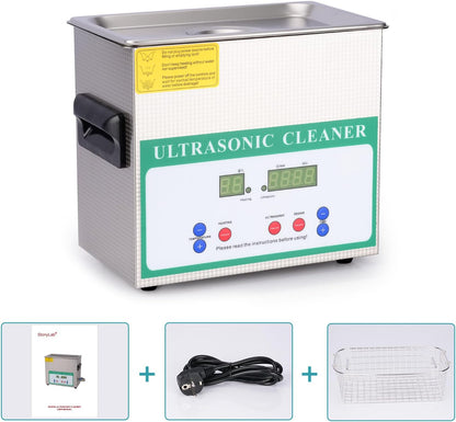 stonylab Ultrasone Reiniger, Professioneel Alle Doeleinden Roestvrij Staal Ultrasonic Cleaner met Digitale Displaytimer en Warmteregeling voor laboratorium 220V, 3,2 L