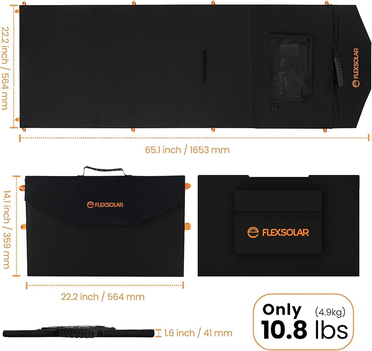 FlexSolar 120 W opvouwbaar zonnepaneel oplader, 20-28 V DC uitgang, IP65 waterdicht, noodstroom-zonnepanelen voor camping, campers en huishouden, compatibel met powerstations, generatoren