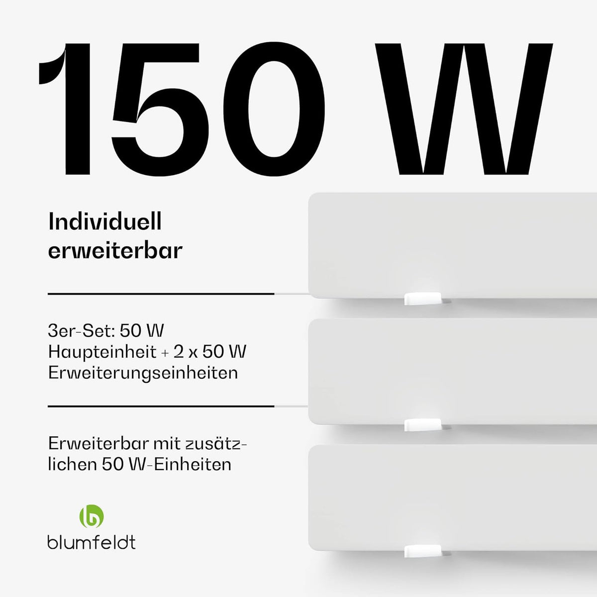 Blumfeldt Drywave Infraroodstraler voor Wandmontage - 50 W, Set Van 3, IP24, Keramisch Lichaam, Sneldrogend & Standaard, Wandmontage Of Vrijstaand, Voor Binnen, Wit