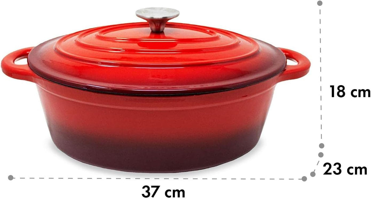 Cast Iron Casserole with Lid 28 cm 4 Litres | Stewpan Pure Casserole with Lid Casserole Reindl Cast Iron Pan Cocotte Oven Pan Induction Pan | Toci's Big-BBQ Premium Cooking Accessories - QUORE