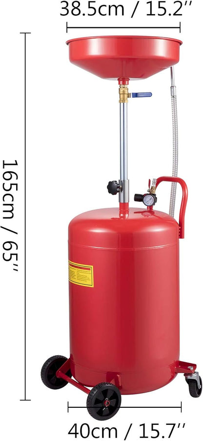 Gebruikte Olie Afvoertank 80 Liter – Olieverversingstank – Olieafvoerbak – Afvalolietank – Olieopvangtank – Verstelbare Trechterhoogte 98 tot 165 Cm – Drukregelventiel Met Manometer