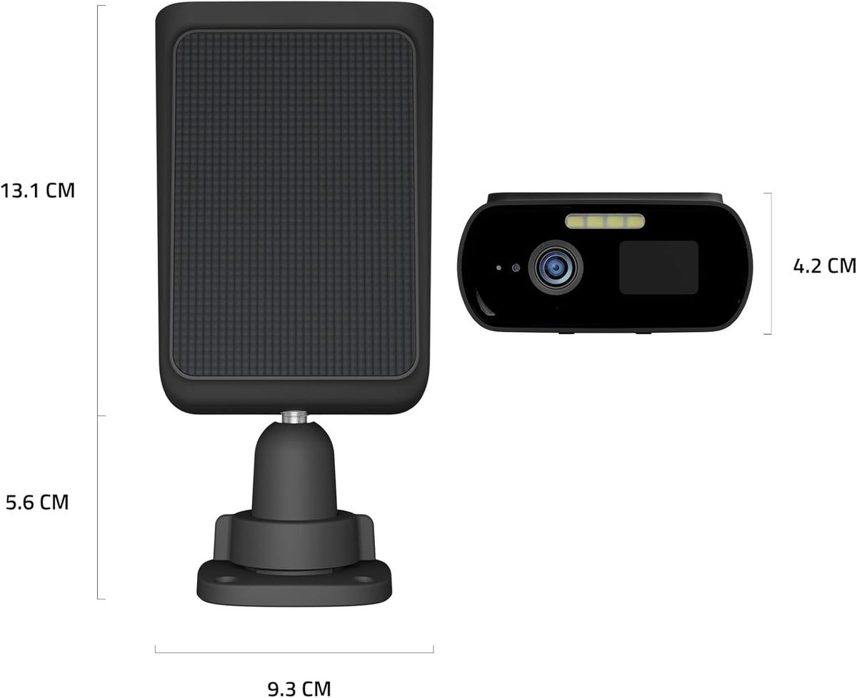 Hombli Zonnecamera 2K QHD – Milieuvriendelijke Oplaadbare Beveiligingscamera op Zonne-energie met Flexibele Bevestiging, Alarm & Schijnwerper – Infrarood & Kleurennachtzicht, Bewegingsdetectie, IP66