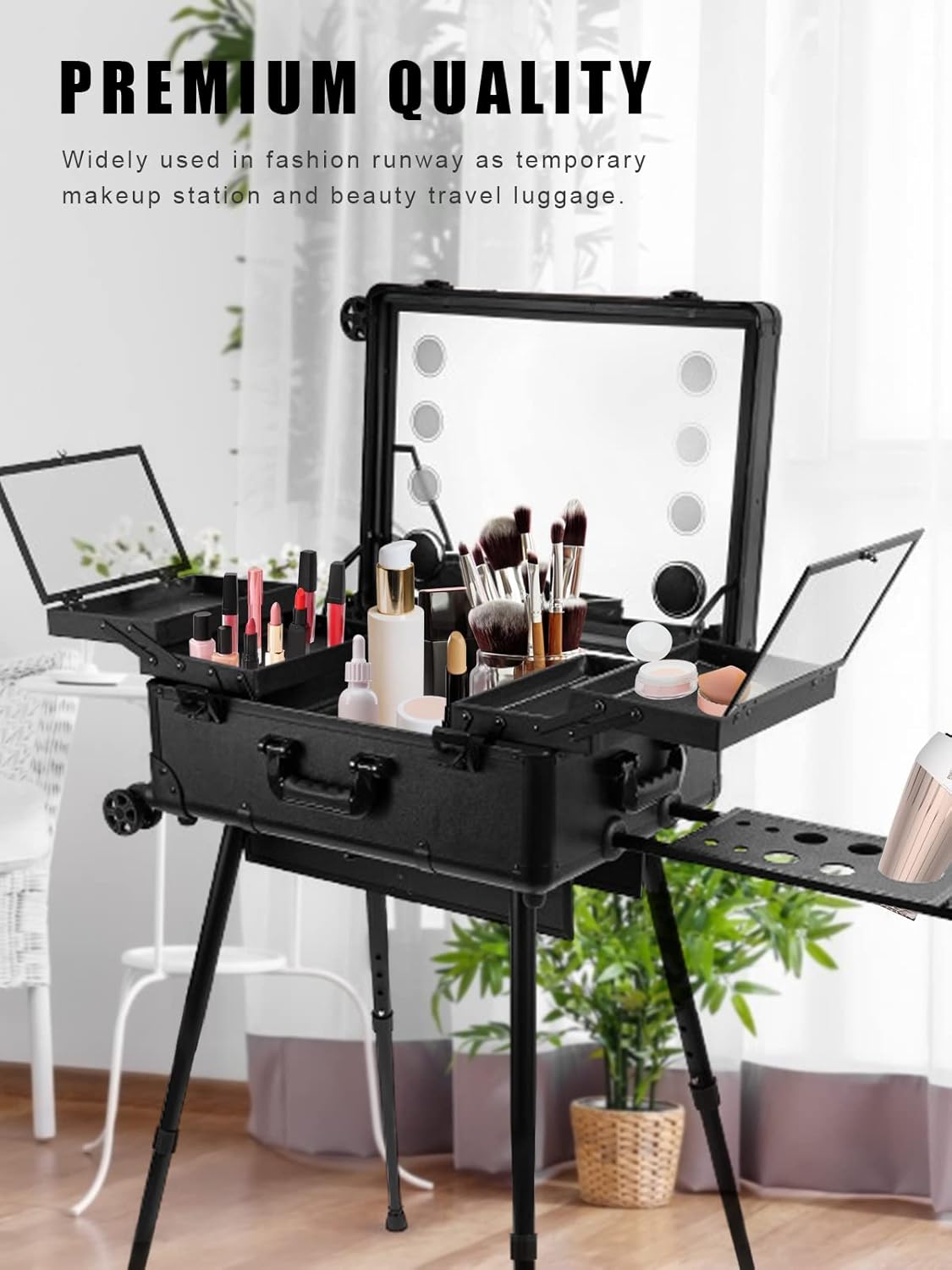 Professionele Make-up Koffer – Make-up Case – Make-up Trolley – Visagiekoffer – Cosmeticakoffer – LED Spiegel Met 3 Lichtkleuren – Bluetooth Speaker