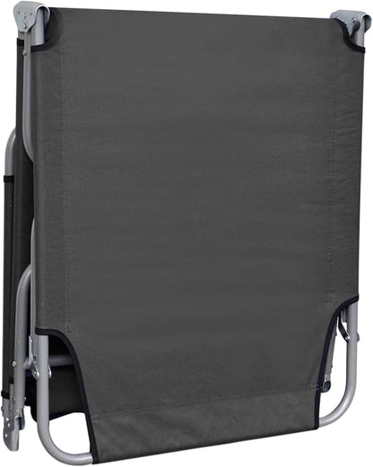 Gecheer Foldable Sun Lounger with Adjustable Backrest, Grey, Tilting Lounger for Garden, Outdoor, Beach Lounger, Relax Lounger, for Camping, Balcony, Swimming Pool - QUORE