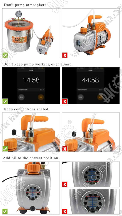 BACOENG Vacuümpomp, 12 liter, met 85 l/min, eentraps vacuümpomp, onderdrukpomp met manometer HVAC