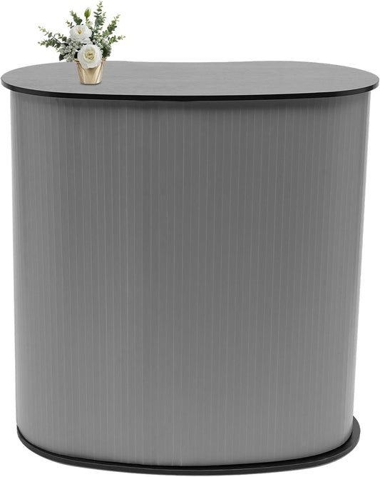 Simple Lobby Commercial Reception Desk Presentation Stand, Foldable, Reception Desk, Black, Reception, Counter, Exhibition Desk, Round Reception Desk, Shop, Counter, Counter - QUORE
