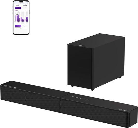 ULTIMEA 2.1 Soundbar met draadloze subwoofer, Dolby Atmos, VoiceMX, BassMX, soundbar voor Smart TV, 240 W piekvermogen, app-bediening, HDMI eARC, Optisch, Bluetooth 6.0, Poseidon M40, model 2026