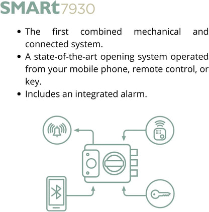Lince SMARt7930 Slim deurslot - aangesloten nachtschoot 100 dB alarm, app-bediening, afstandsbediening en hoge beveiliging - USB-C oplaadbaar - goud