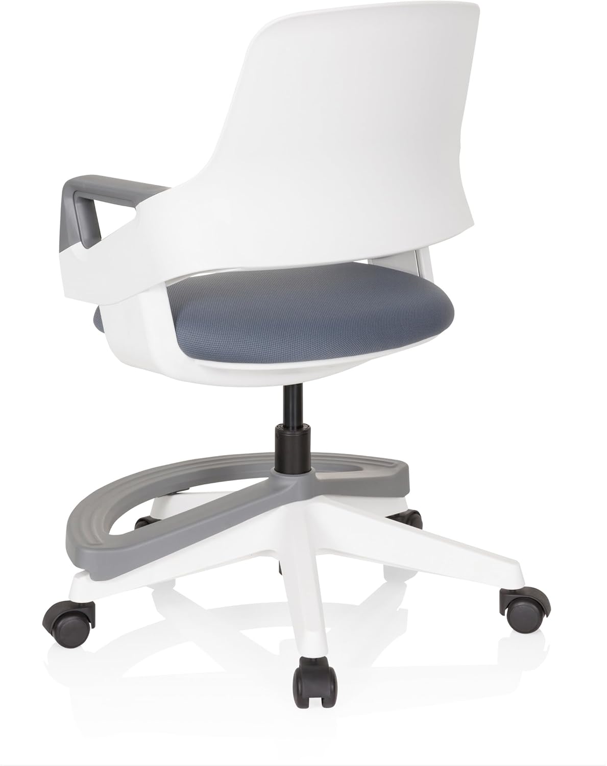 hjh OFFICE 640510 Kid Flex kinder- en tienerstoel van stof, grijs, meegroeiende draaistoel, voetensteun en rugleuning in hoogte verstelbaar