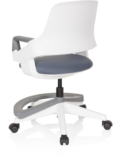 hjh OFFICE 640510 Kid Flex kinder- en tienerstoel van stof, grijs, meegroeiende draaistoel, voetensteun en rugleuning in hoogte verstelbaar