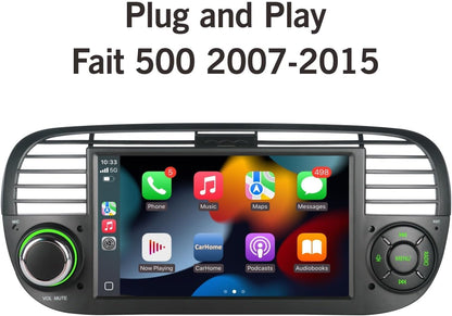 Carplay/Android für Fiat 500 2007-2015 Autoradio Bluetooth/FM/AM RDS (Zwart)