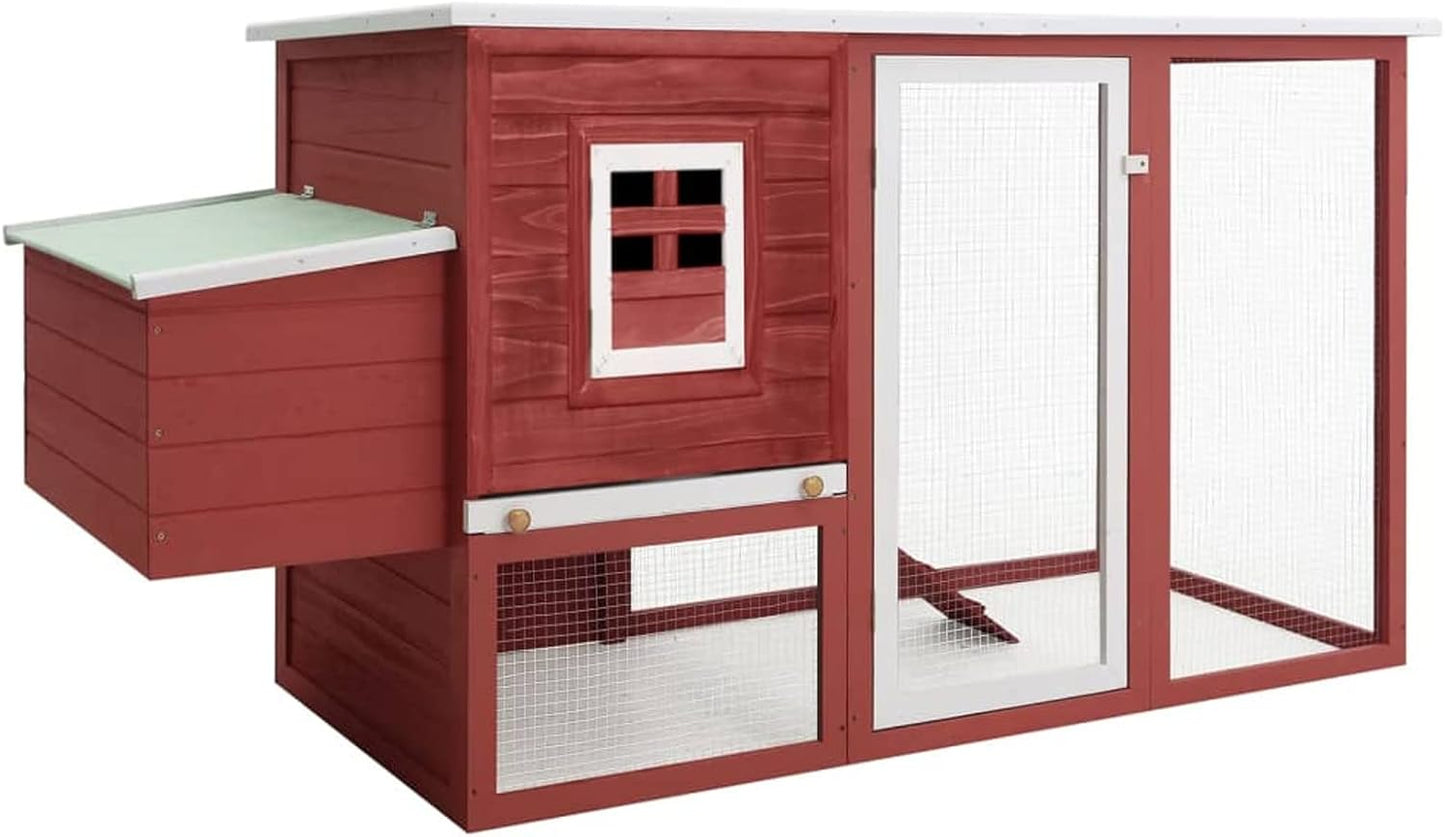 Kippenhok – Kippenren – Pluimveehok – Legnest – Kippenhuis – 202x75x98 cm – Gelakt Vurenhout – Met Antislip Helling