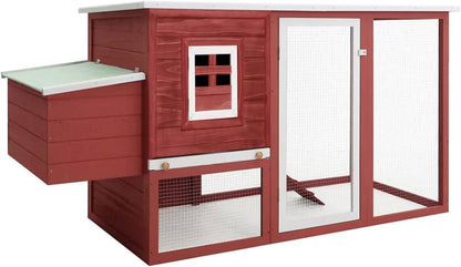 Kippenhok – Kippenren – Pluimveehok – Legnest – Kippenhuis – 202x75x98 cm – Gelakt Vurenhout – Met Antislip Helling